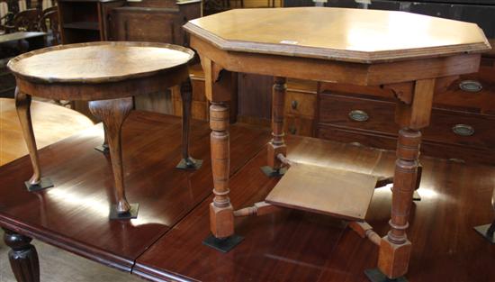 2 walnut occasional tables(-)